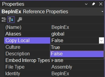 bepinex.dll properties copy local false