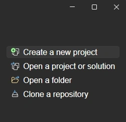 create a new project in visual studio